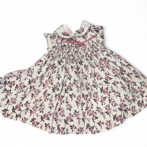 First impressions vintage corduroy Floral Pink White 6 months Dress Peter Pan - Picture 1 of 7
